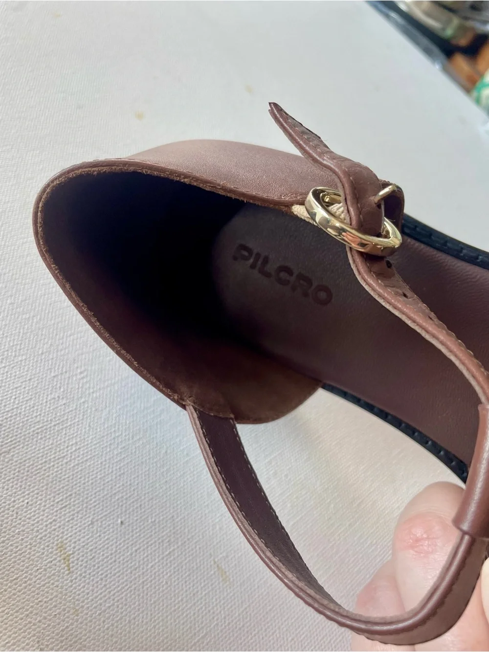Anthropologie Pilcro Brown Leather T-Strap Fisherman Flats